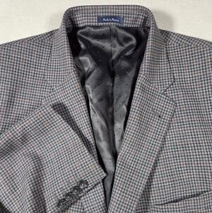 Turnbury Men's Silk/Wool Grey Plaid Blazer Size 50R